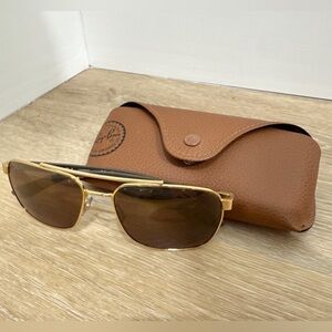 Ray-Ban Gold Aviator Sunglasses RB3701 with Case